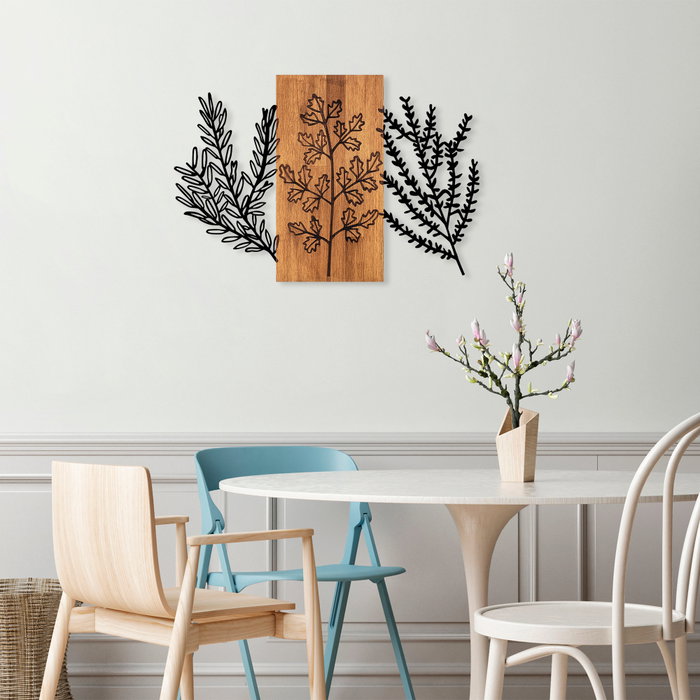 Wallity Triple Herbs - 385 Escultura de pared de madera y metal
